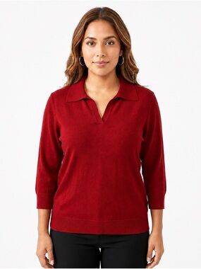 Kathy Ireland Ruby red sweater Three-quarter length sleeves‎ size large